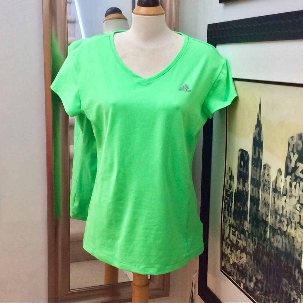 NWT New lime green adidas v-neck T-shirt
